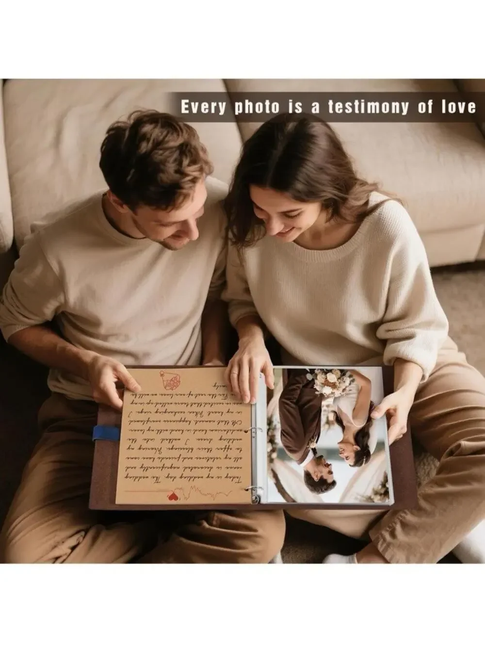 Leather Photo Album Scrapbook Kraft Paper Holds 100 Photos Family Wedding